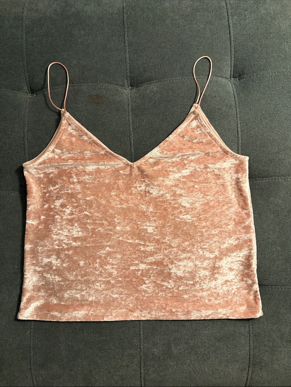Divided Crushed Velvet V-Neck Cami - Rose